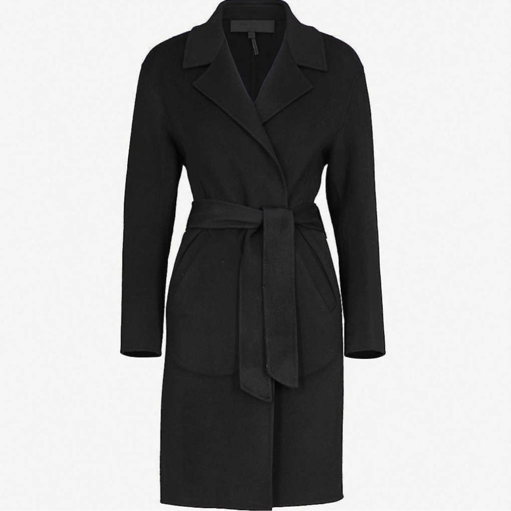 Rag & Bone Wool Blend Sven Reversible Coat black tie waist collared pea coat